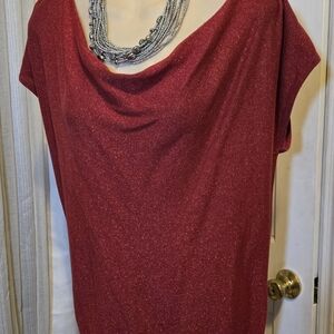 Michael Kors Shimmwring  Red Women's Top